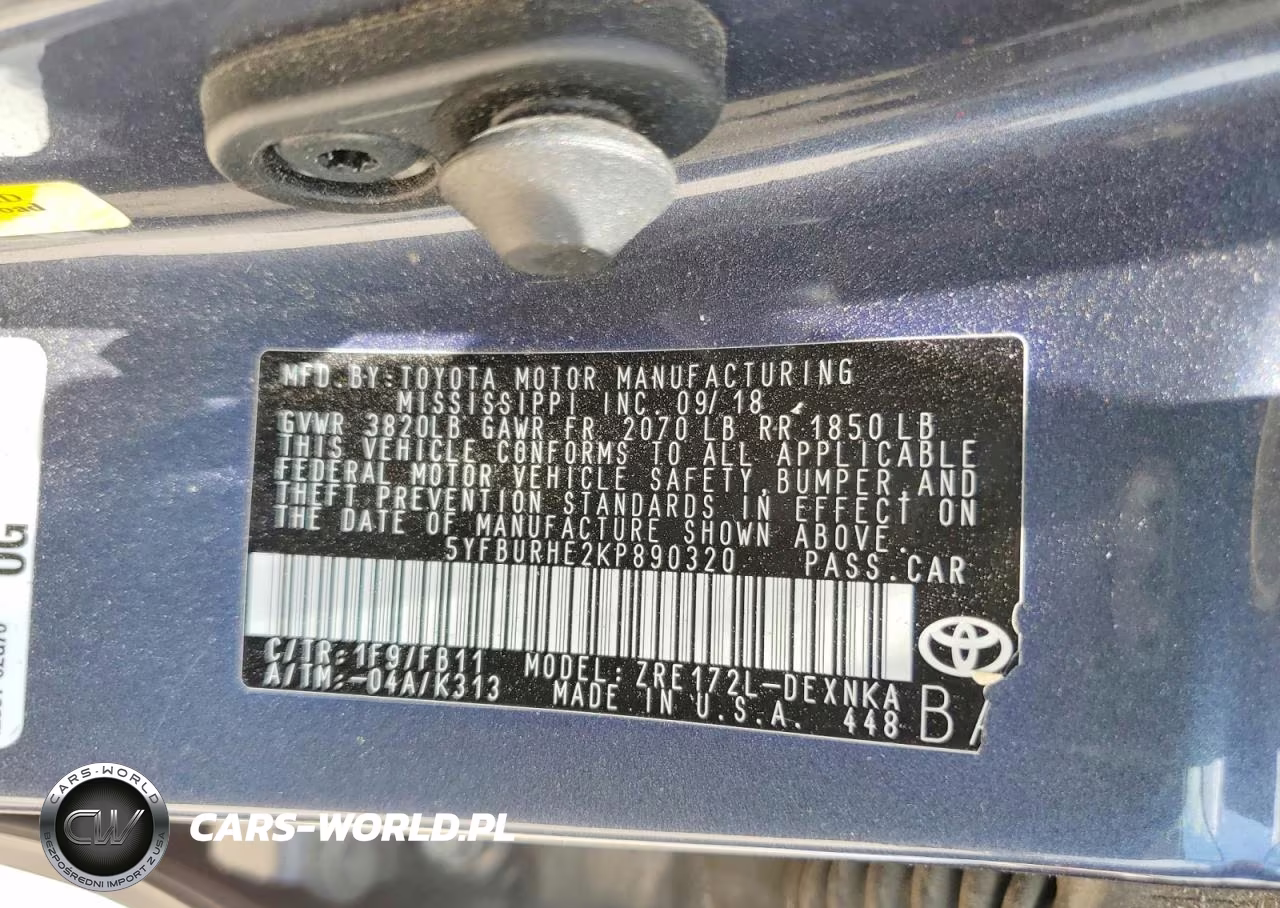 2019 Toyota Corolla Le VIN:5YFBURHE2KP890320 - 12