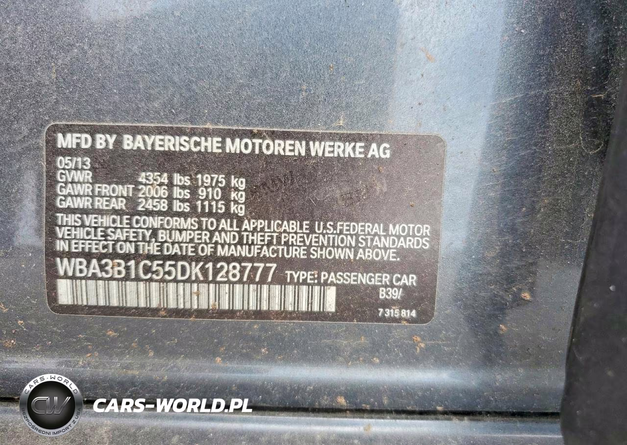 2013 BMW 320 I VIN:WBA3B1C55DK128777 - 12
