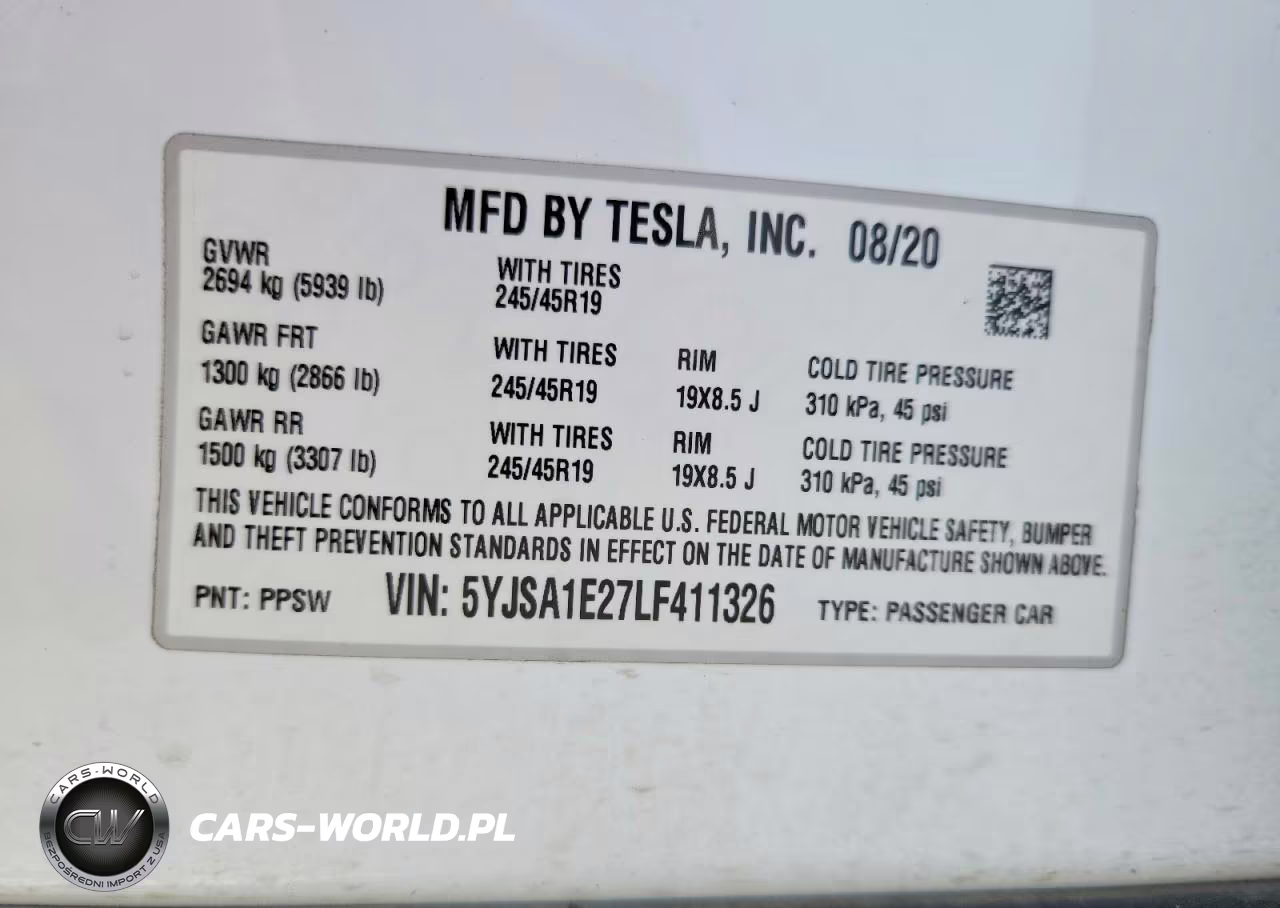 2020 Tesla Model S VIN:5YJSA1E27LF411326 - 12