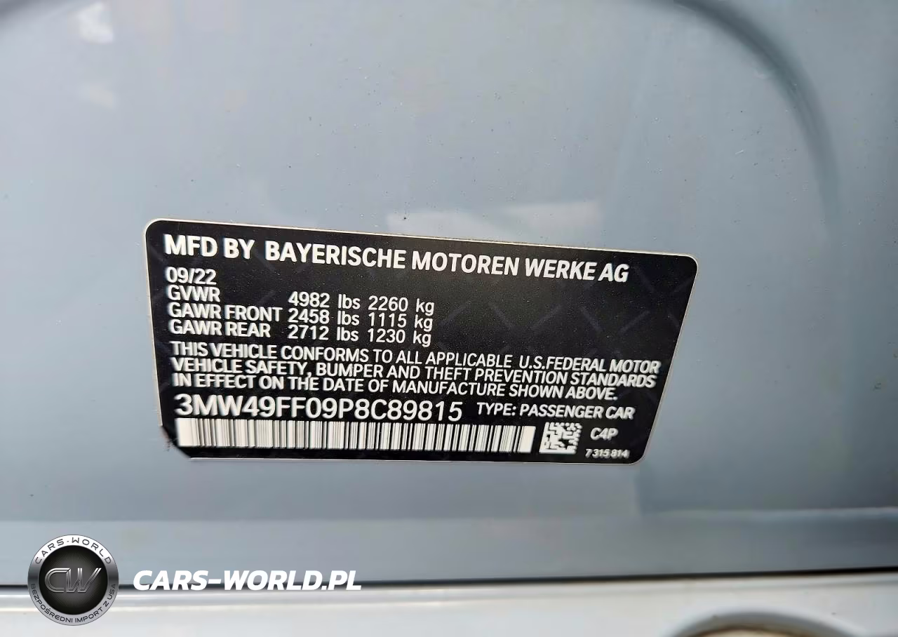 2023 BMW M340Xi VIN:3MW49FF09P8C89815 - 12