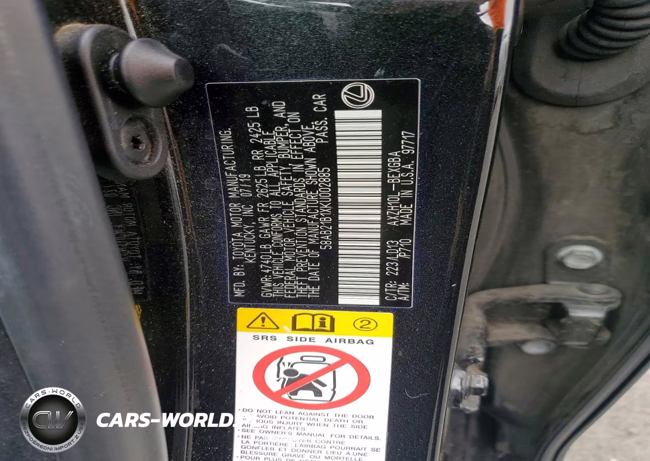 2019 Lexus Es 300H VIN:58AB21B1XKU002885 - 12