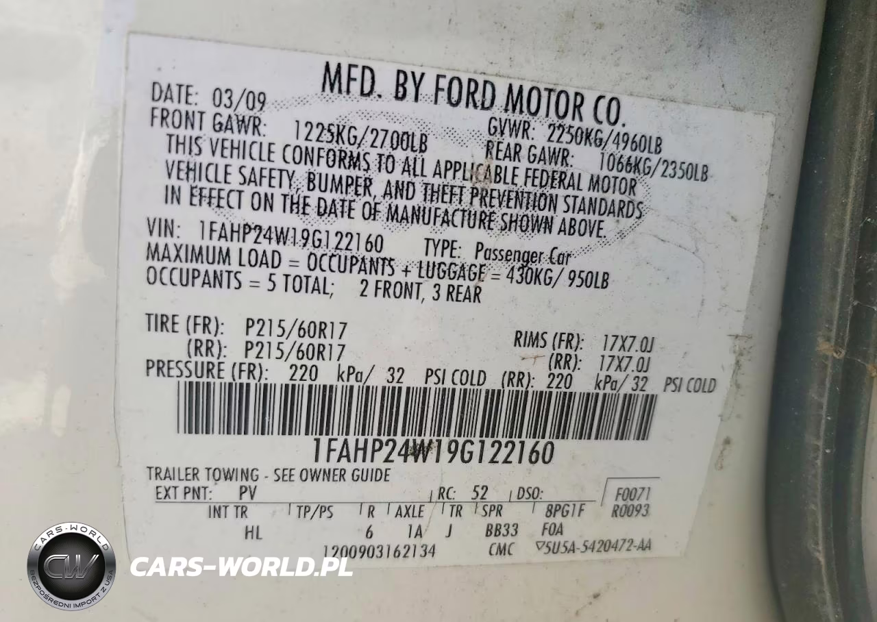 2009 Ford Taurus Sel VIN:1FAHP24W19G122160 - 13