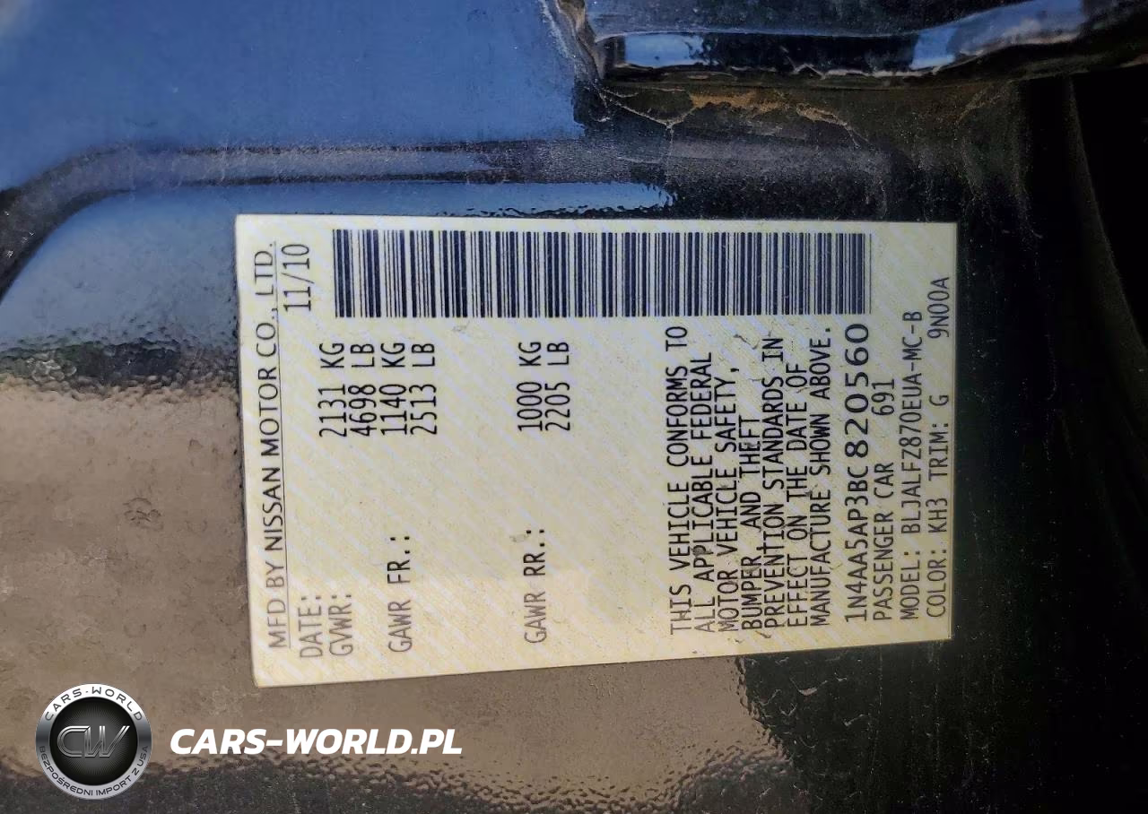 2011 Nissan Maxima 3.5 S VIN:1N4AA5AP3BC820560 - 12
