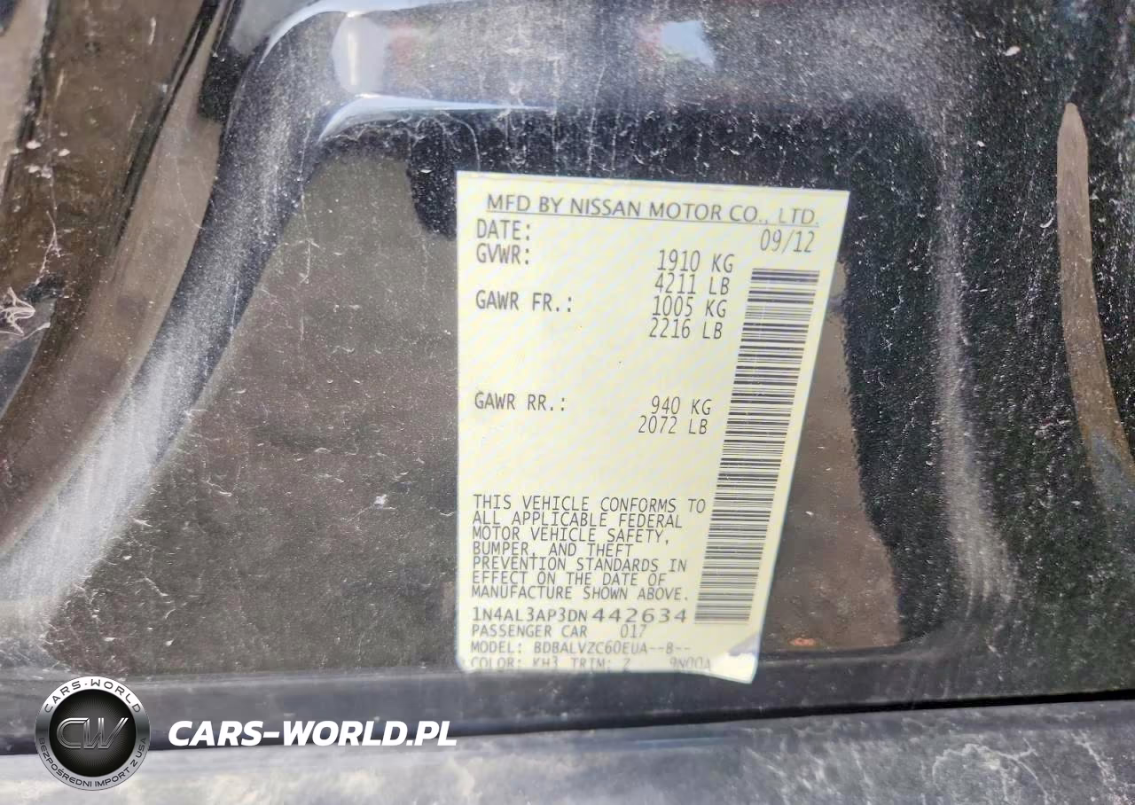 2013 Nissan Altima 2.5 VIN:1N4AL3AP3DN442634 - 12