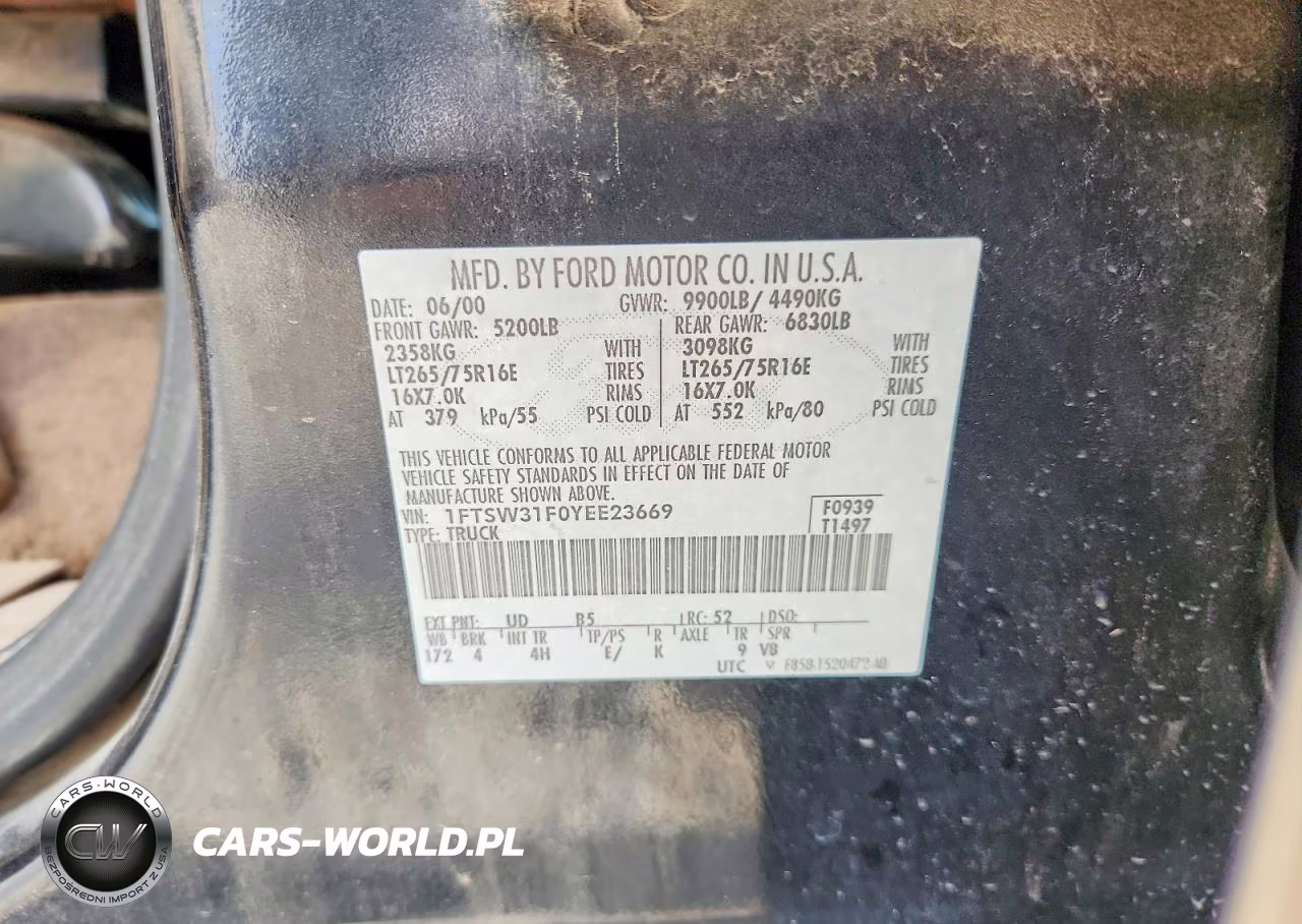 2000 Ford F350 Srw Super Duty VIN:1FTSW31F0YEE23669 - 12