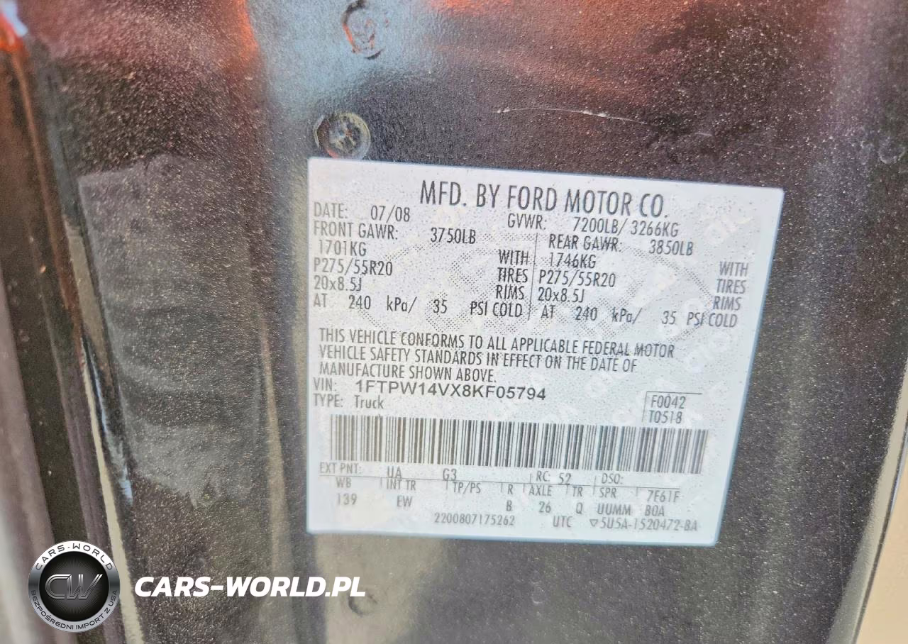 2008 Ford F150 Supercrew VIN:1FTPW14VX8KF05794 - 12
