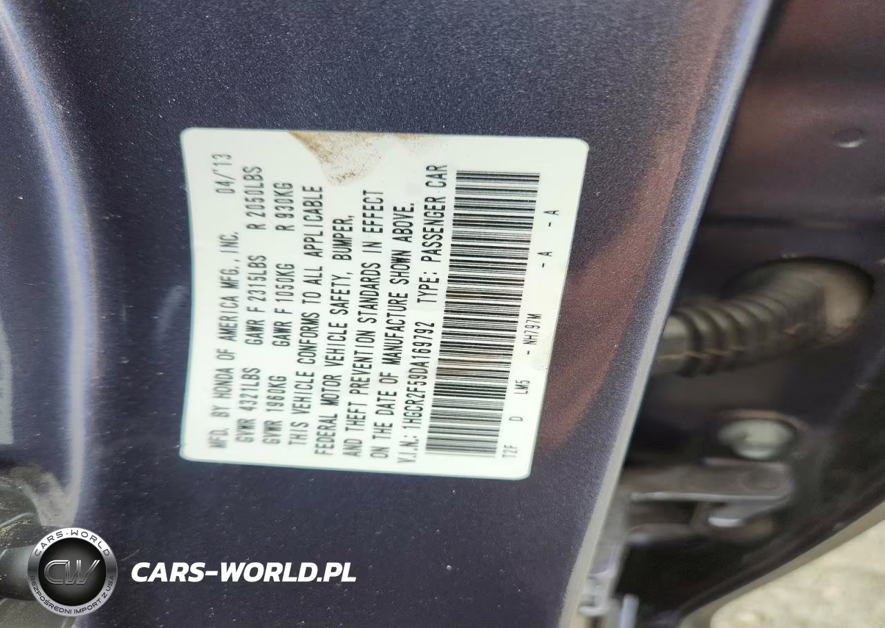 2013 Honda Accord Sport VIN:1HGCR2F59DA169792 - 12