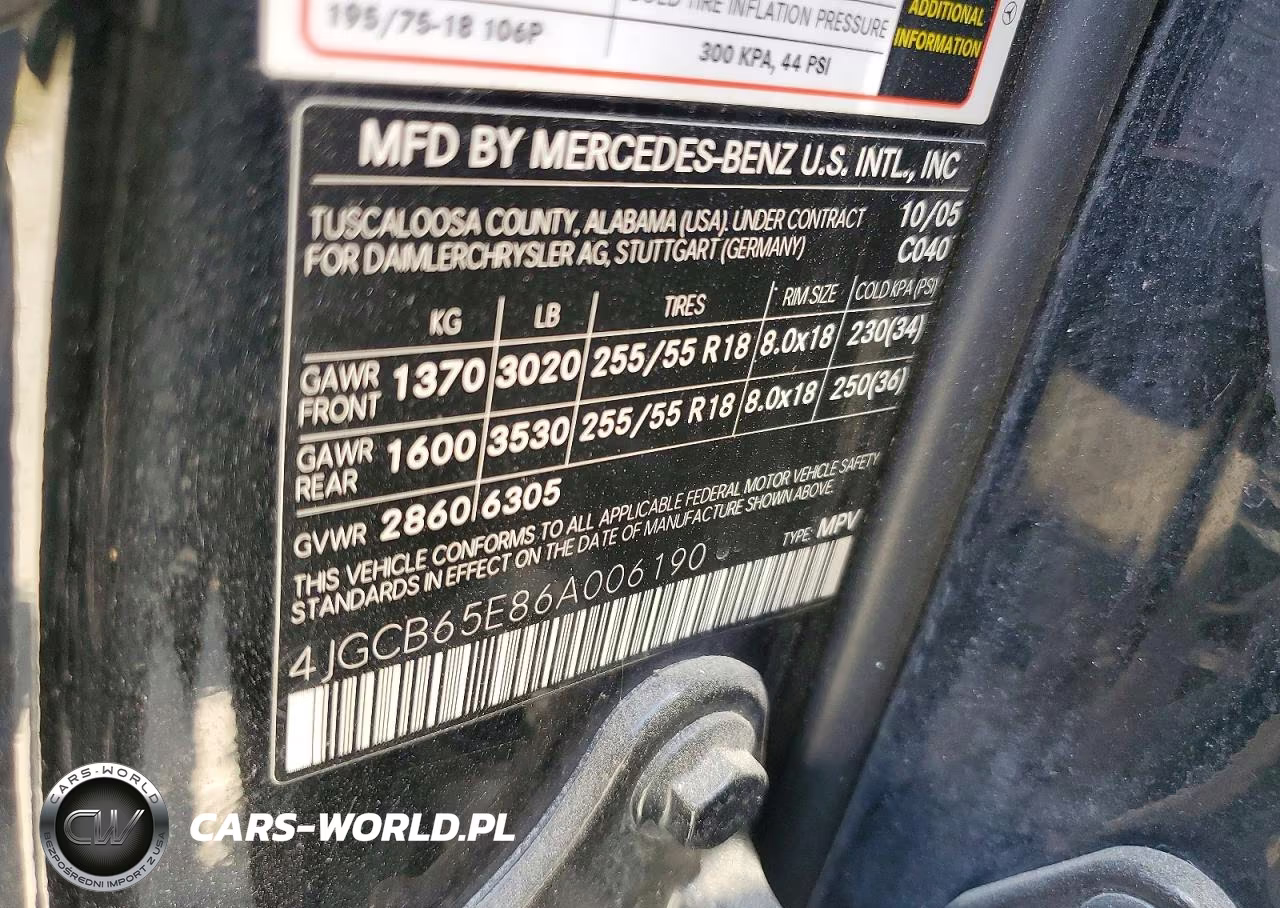 2006 Mercedes-Benz R 350 VIN:4JGCB65E86A006190 - 13