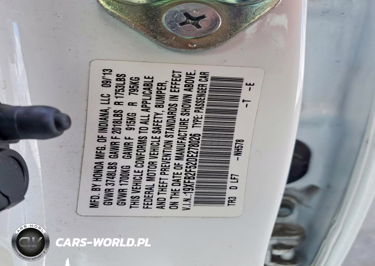 2013 Honda Civic Lx VIN:19XFB2F52DE278026 - 12