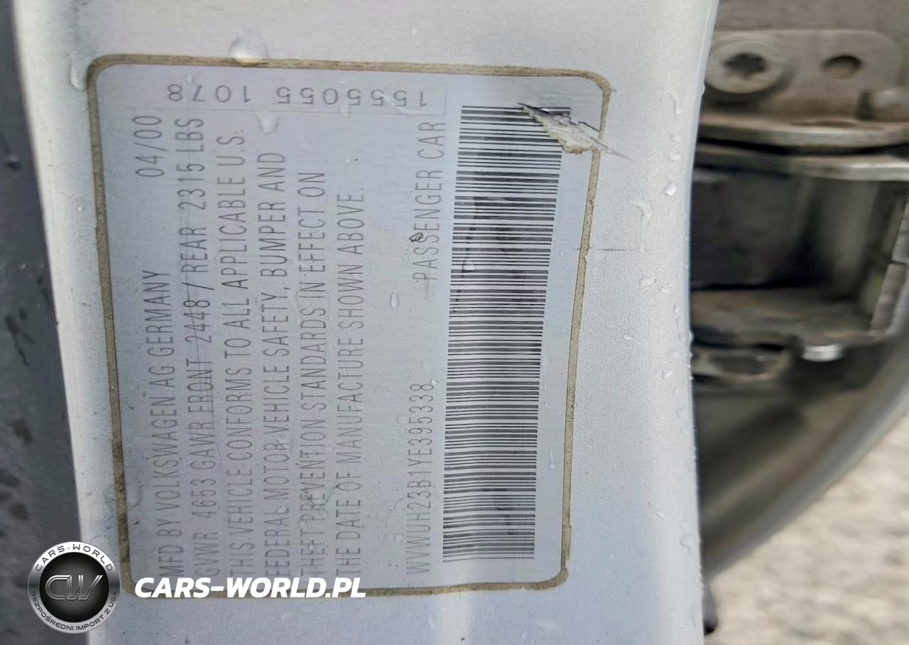 2000 Volk Passat Gls Automatic VIN:WVWUH23B1YE395338 - 12