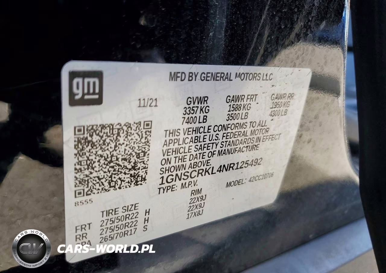 2022 Chevrolet Tahoe C1500 Rst VIN:1GNSCRKL4NR125492 - 14