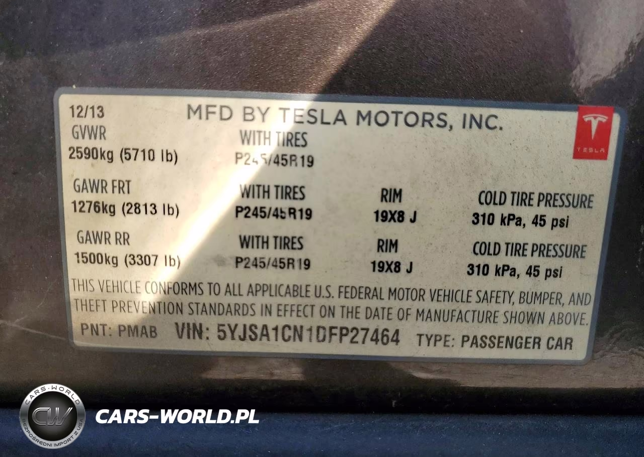 2013 Tesla Model S VIN:5YJSA1CN1DFP27464 - 13