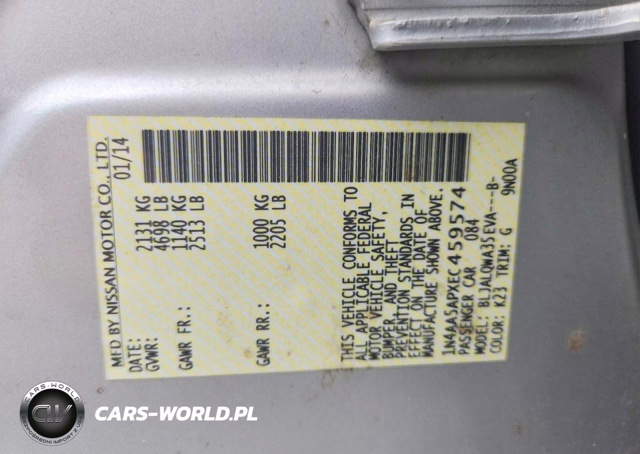 2014 Nissan Maxima 3.5 S VIN:1N4AA5APXEC459574 - 12