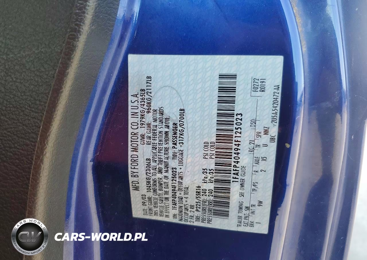 2004 Ford Mustang VIN:1FAFP40494F125023 - 12