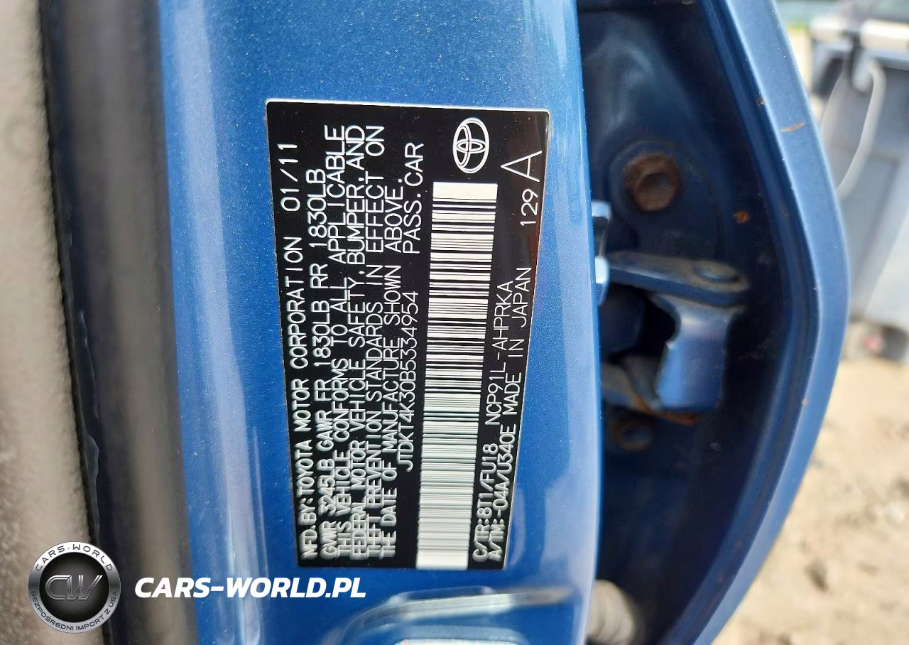 2011 Toyota Yaris Base VIN:JTDKT4K30B5334954 - 12