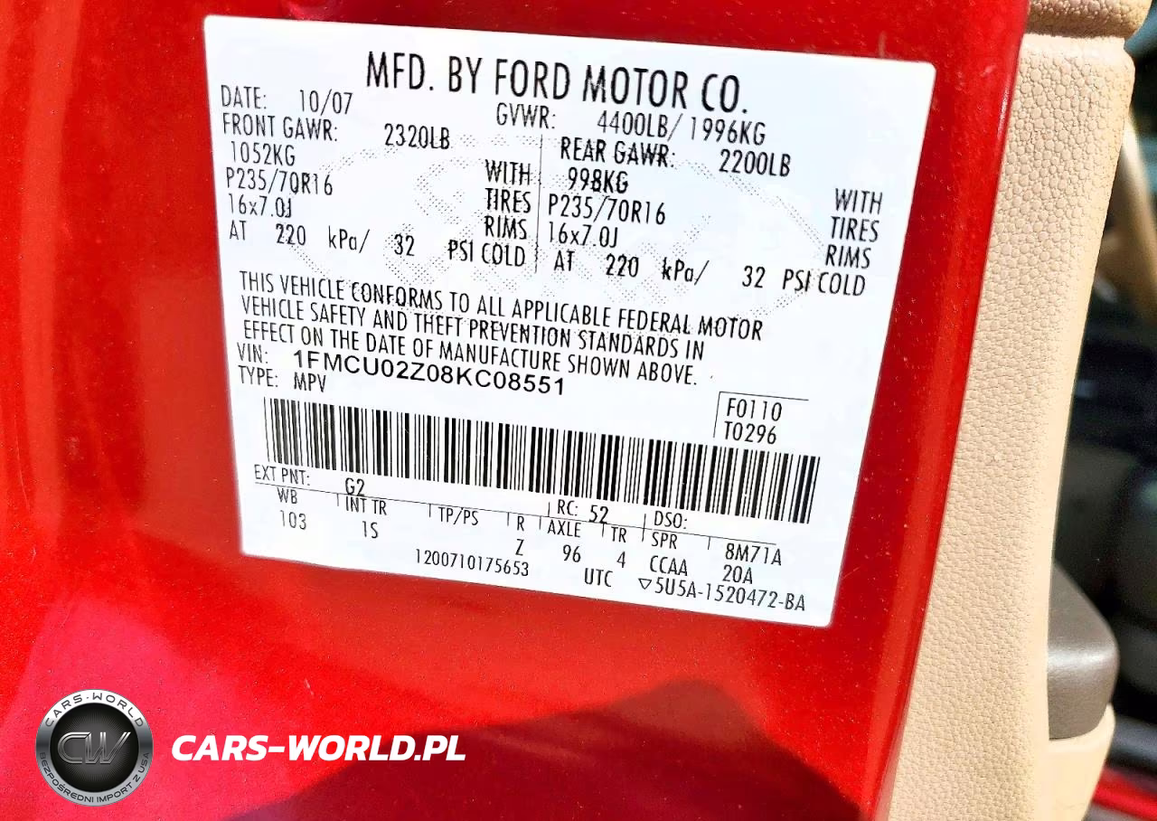 2008 Ford Escape Xls VIN:1FMCU02Z08KC08551 - 13