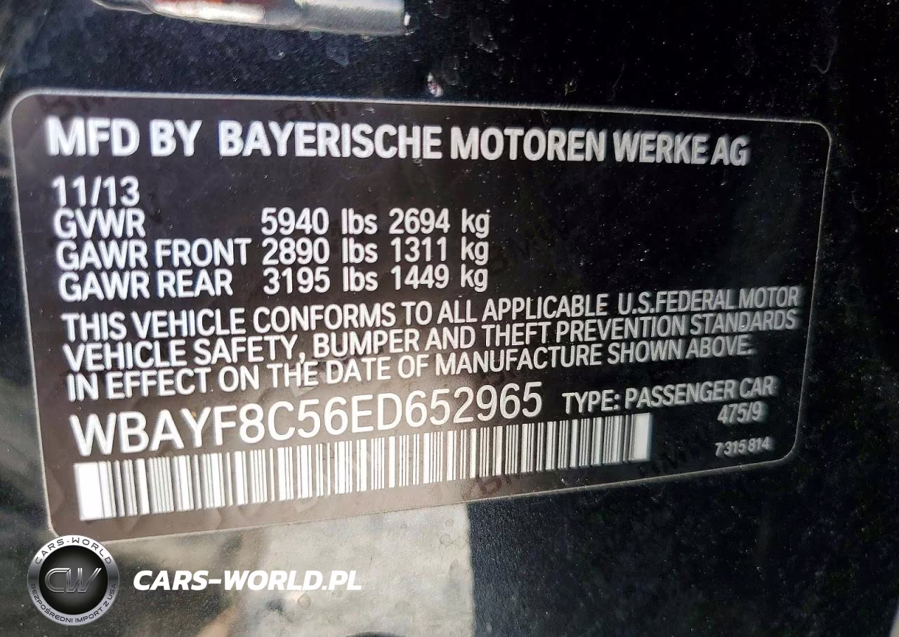 2014 BMW 750 Lxi VIN:WBAYF8C56ED652965 - 12