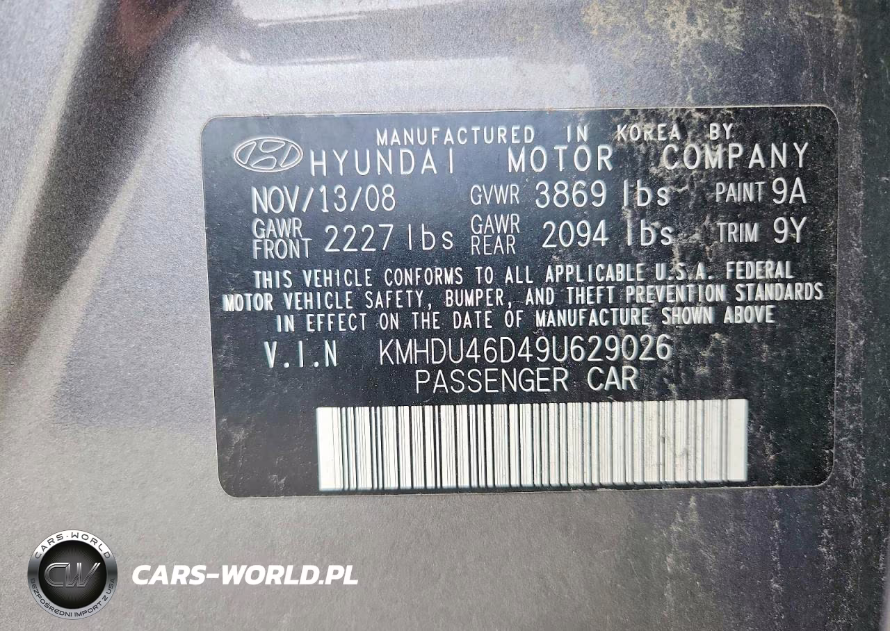2009 Hyundai Elantra Se VIN:KMHDU46D49U629026 - 12