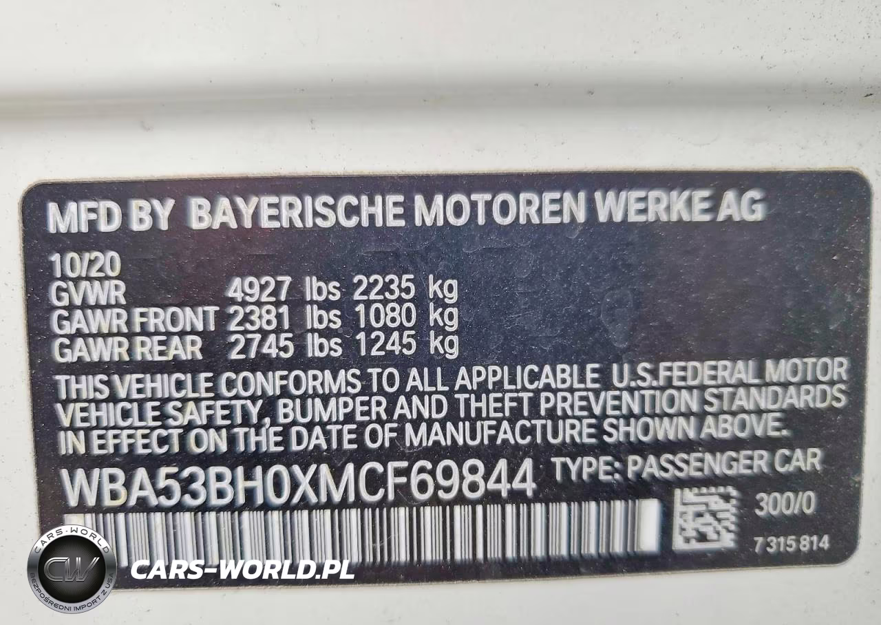 2021 BMW 530 I VIN:WBA53BH0XMCF69844 - 12