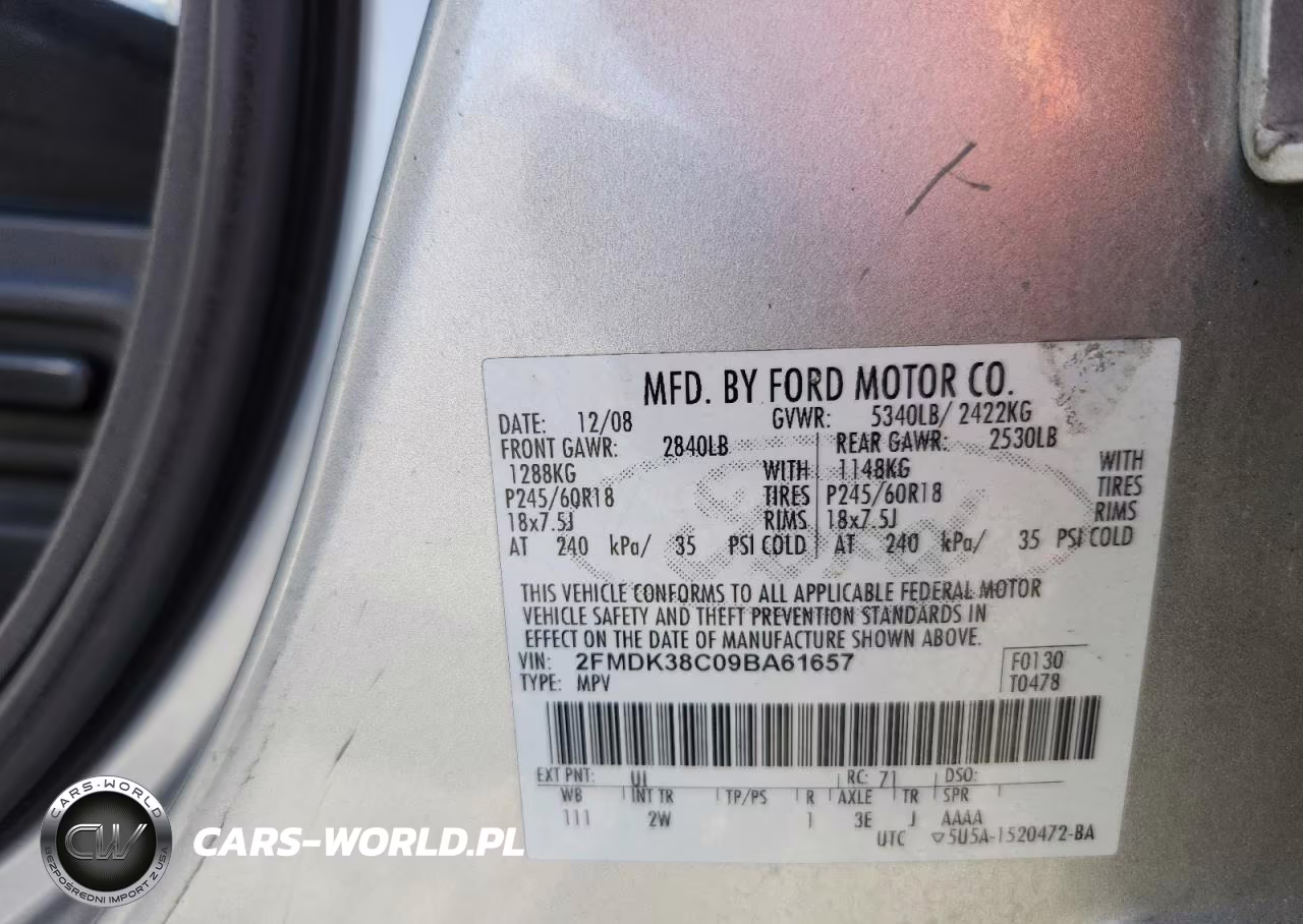 2009 Ford Edge Sel VIN:2FMDK38C09BA61657 - 13