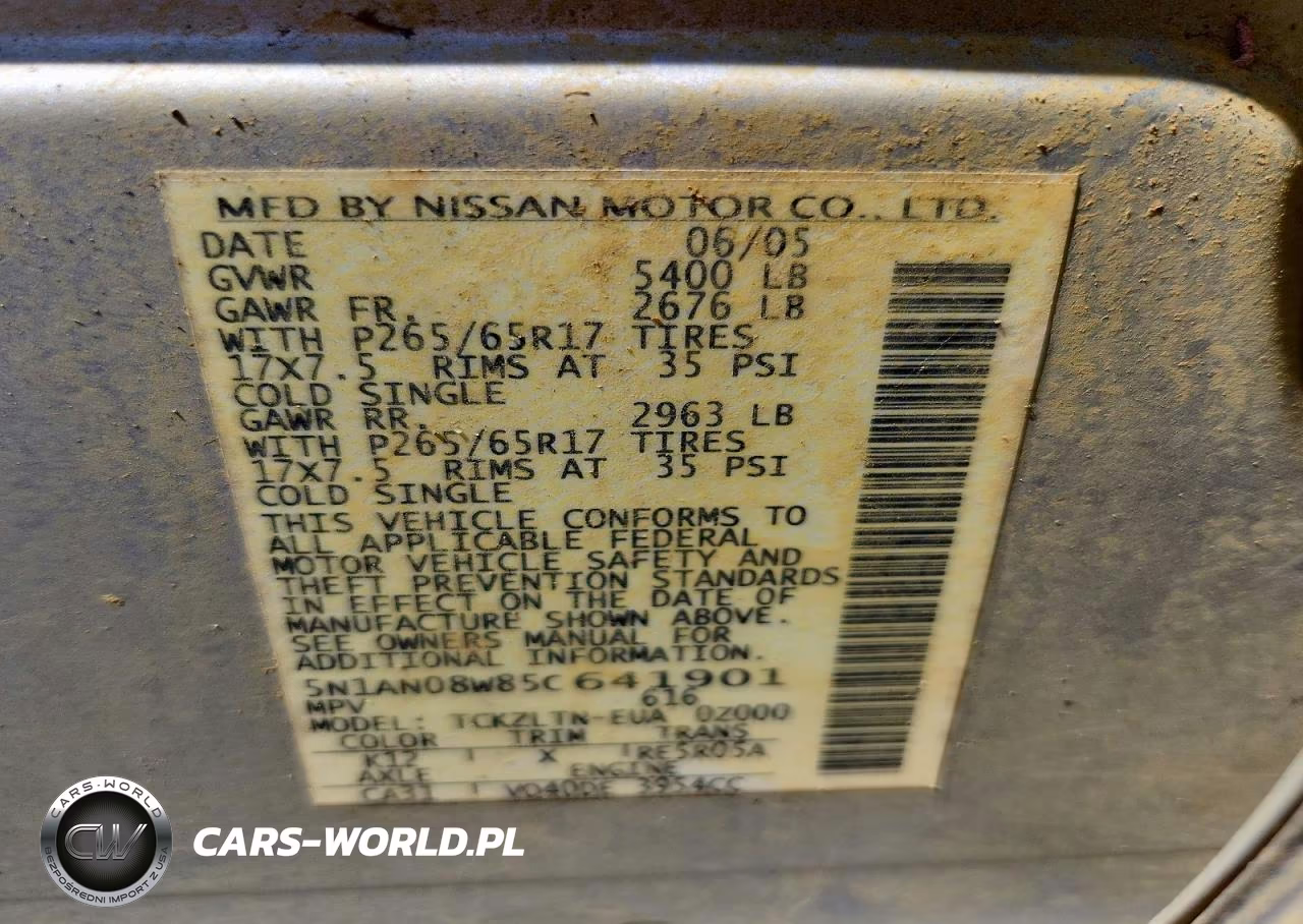 2005 Nissan Xterra S VIN:5N1AN08W85C641901 - 14