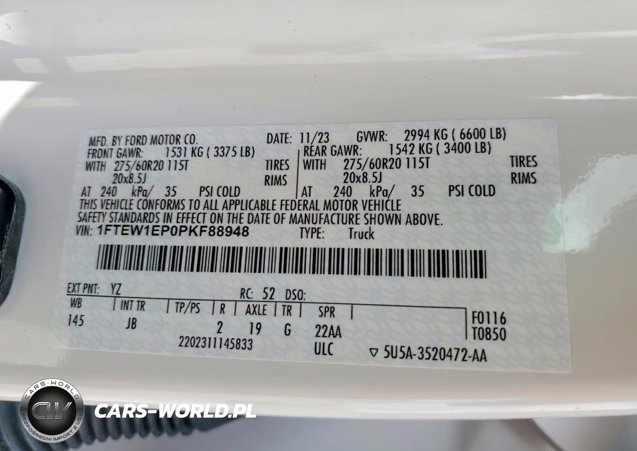 2023 Ford F150 Supercrew VIN:1FTEW1EP0PKF88948 - 12