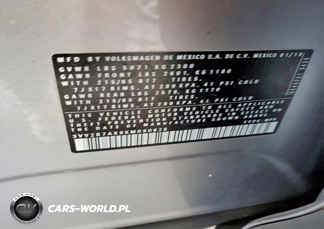 2019 Volkswagen Tiguan Se VIN:3VV2B7AX9KM090628 - 13