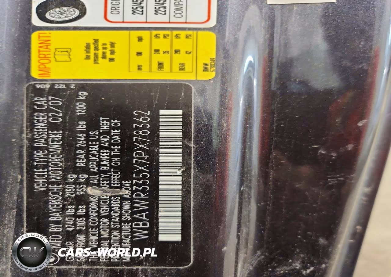 2007 BMW 328 I VIN:WBAWR335X7PX78362 - 12