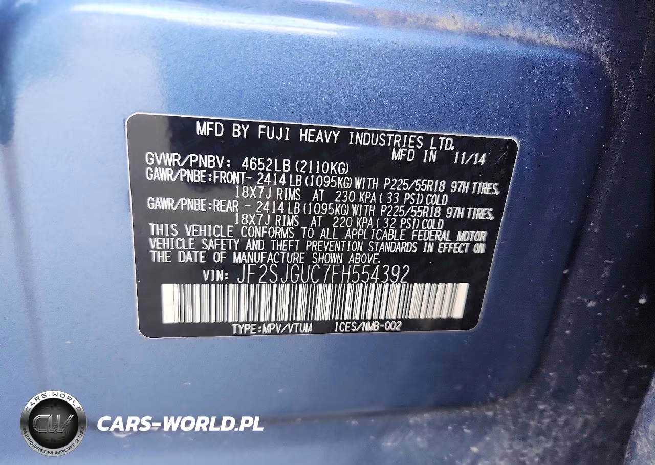 2015 Subaru Forester 2.0Xt Touring VIN:JF2SJGUC7FH554392 - 12
