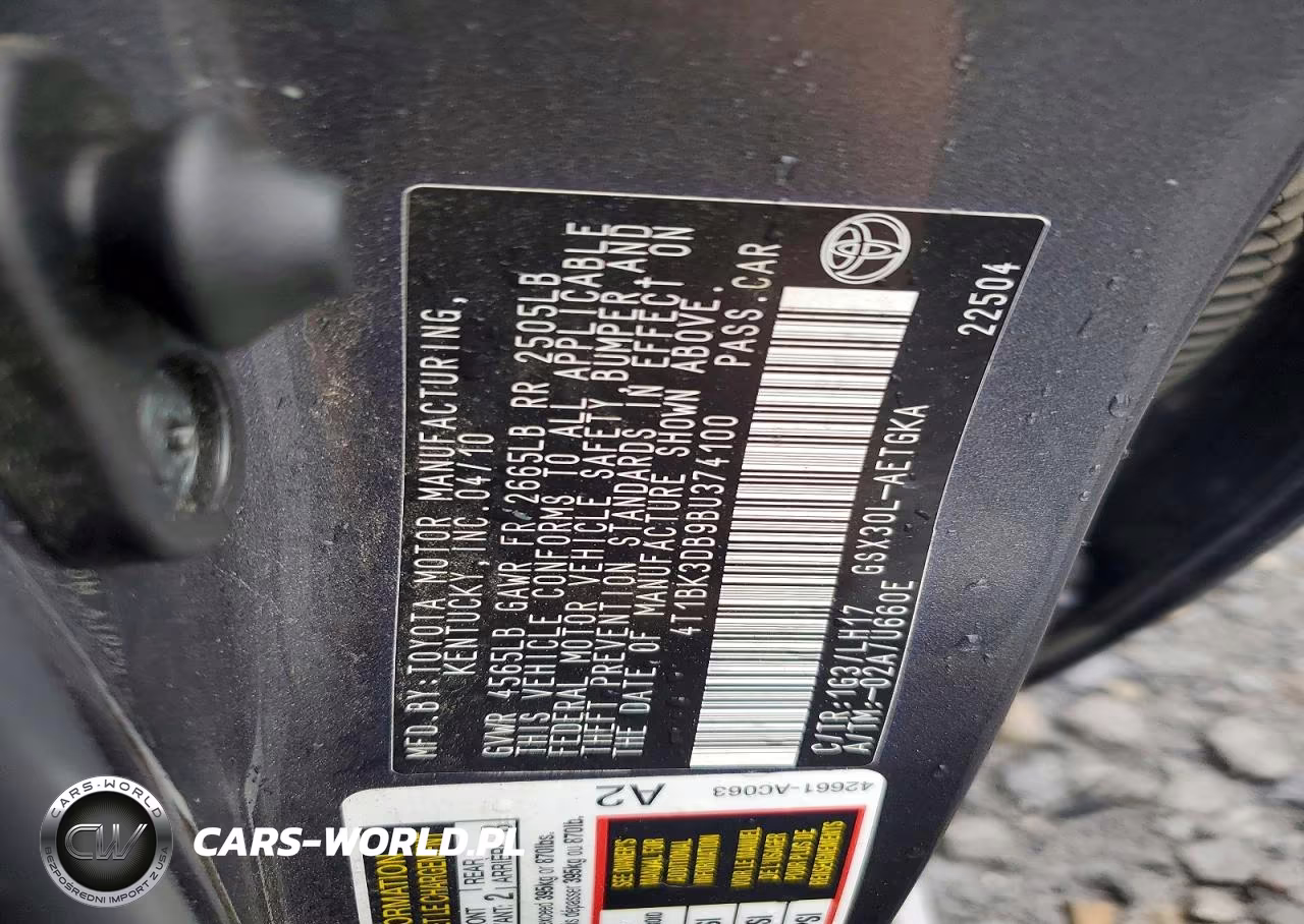 2011 Toyota Avalon Base VIN:4T1BK3DB9BU374100 - 12