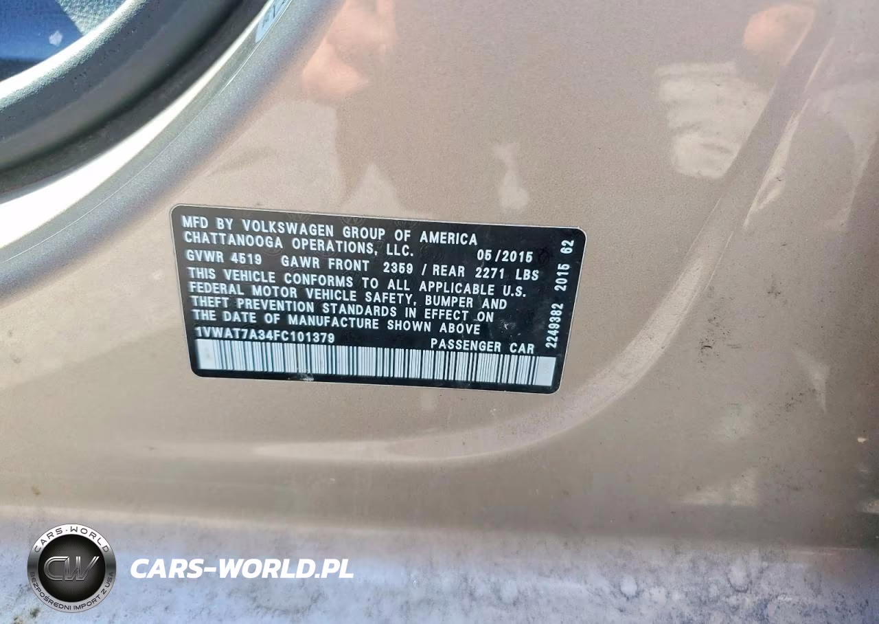 2015 Volkswagen Passat 1.8T Wolfsburg Edition VIN:1VWAT7A34FC101379 - 12