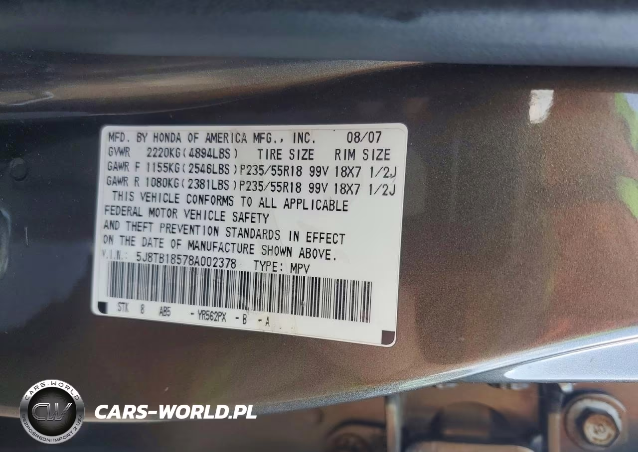 2008 Acura Rdx Technology VIN:5J8TB18578A002378 - 13