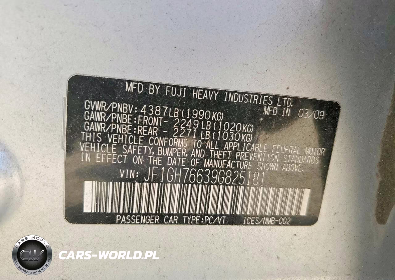 2009 Subaru Impreza Wrx VIN:JF1GH76639G825181 - 12
