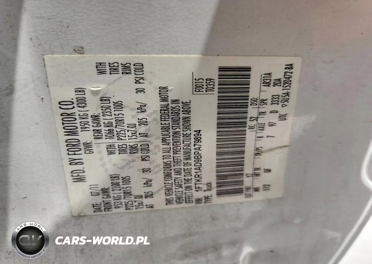 2011 Ford Ranger VIN:1FTKR1AD9BPA79894 - 12