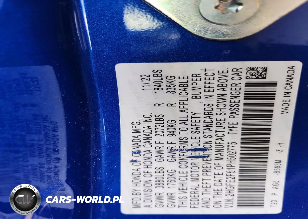 2023 Honda Civic Sport VIN:2HGFE2F51PH502775 - 13