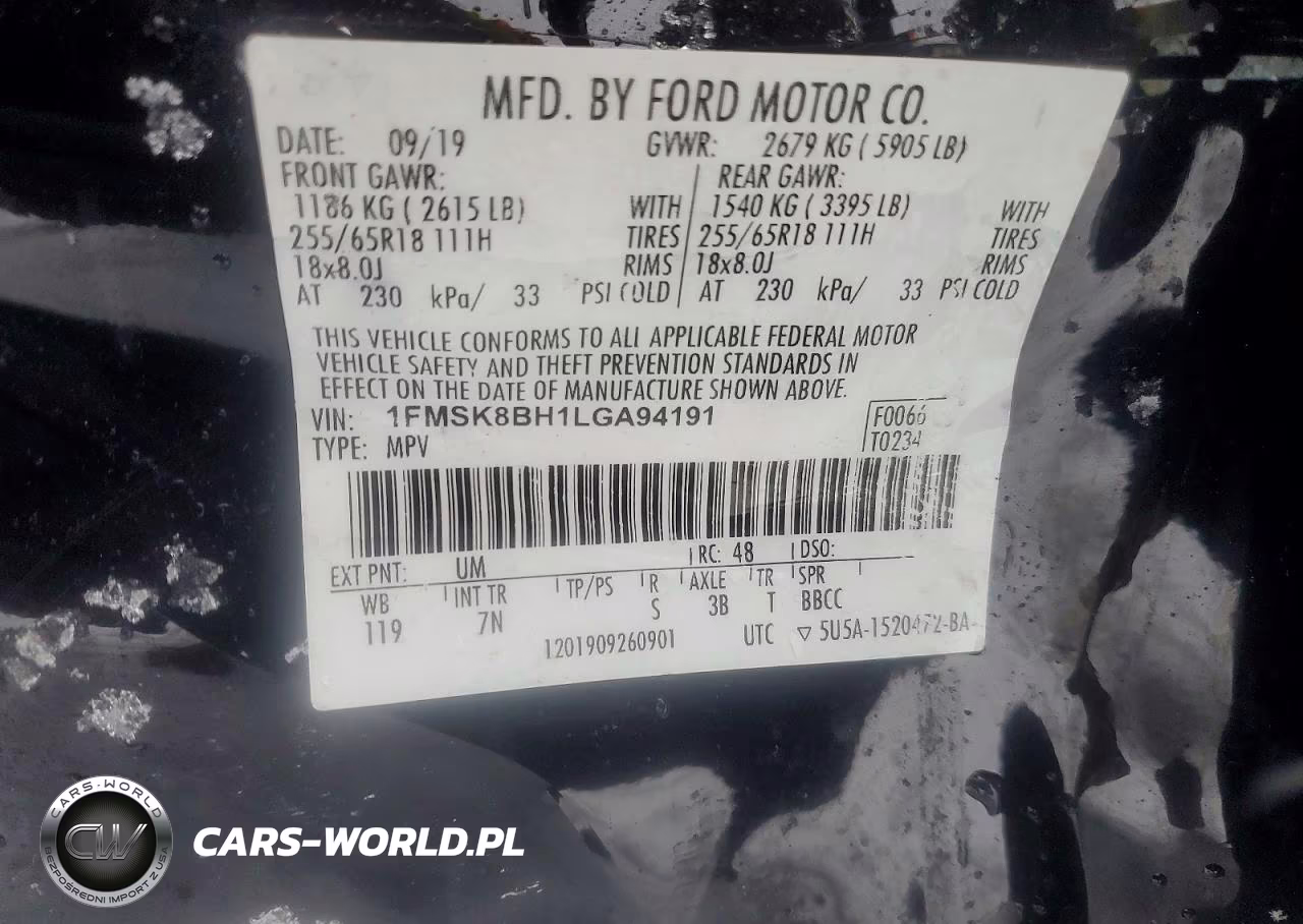 2020 Ford Explorer 4 VIN:1FMSK8BH1LGA94191 - 13