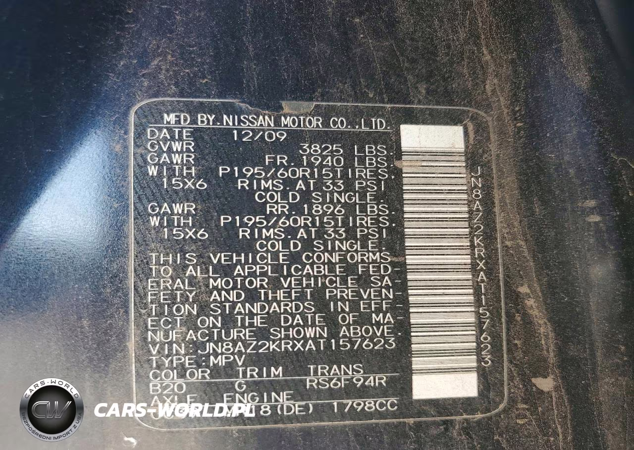 2010 Nissan Cube 1.8 VIN:JN8AZ2KRXAT157623 - 12