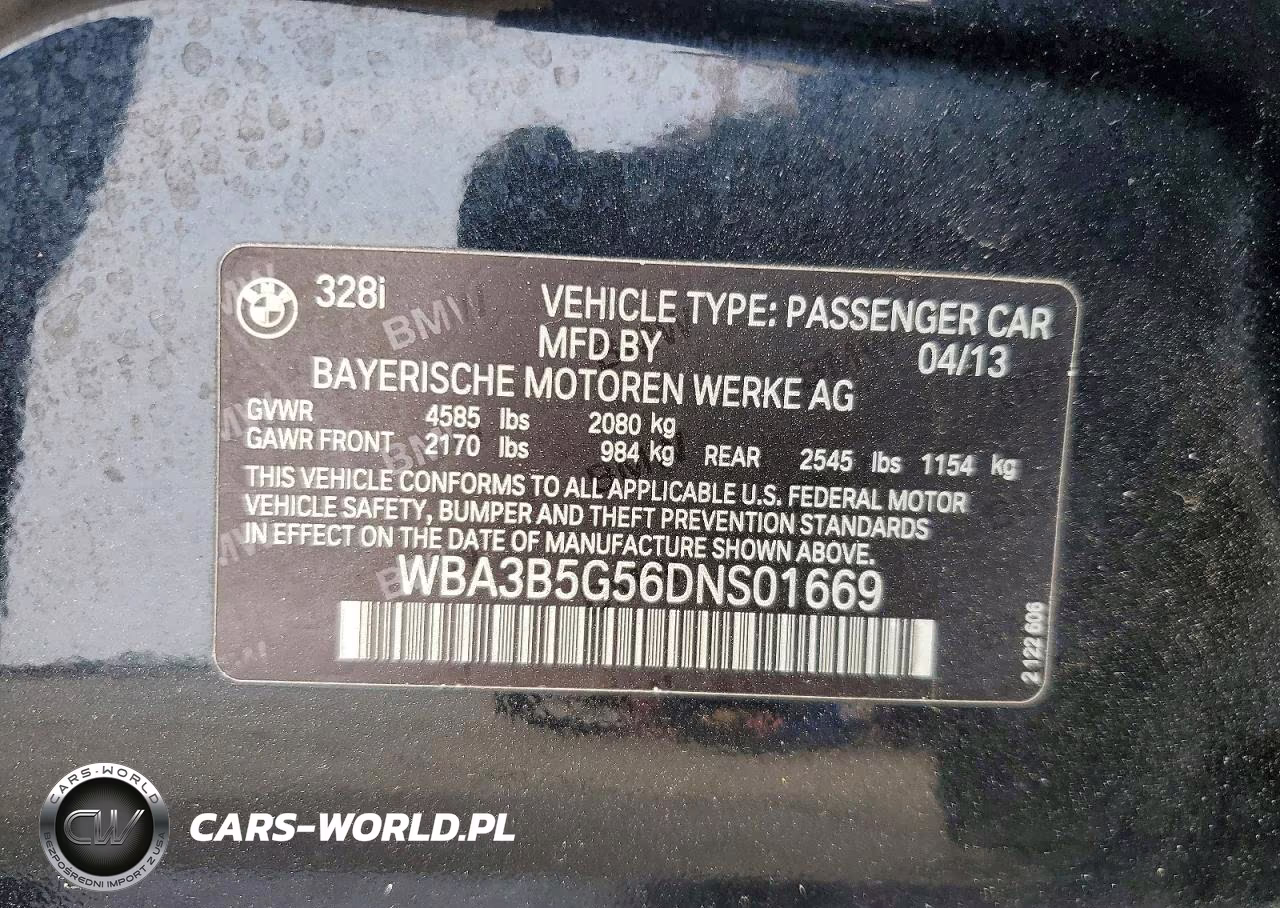 2013 BMW 328 Xi Sulev VIN:WBA3B5G56DNS01669 - 12