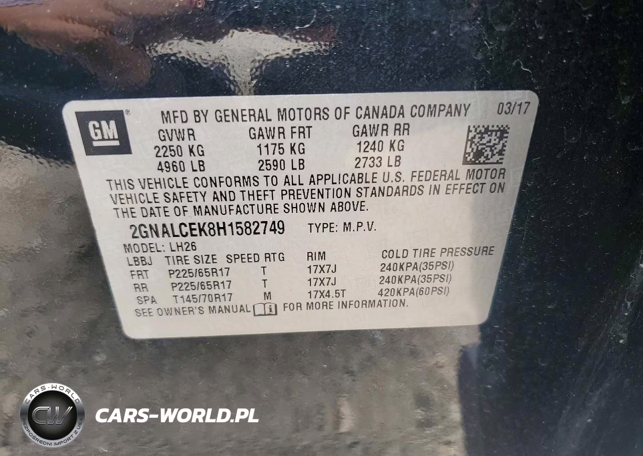2017 Chevrolet Equinox Lt VIN:2GNALCEK8H1582749 - 13