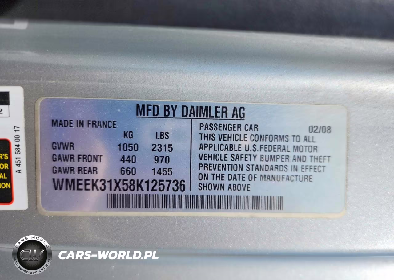 2008 Smart Fortwo Passion VIN:WMEEK31X58K125736 - 13