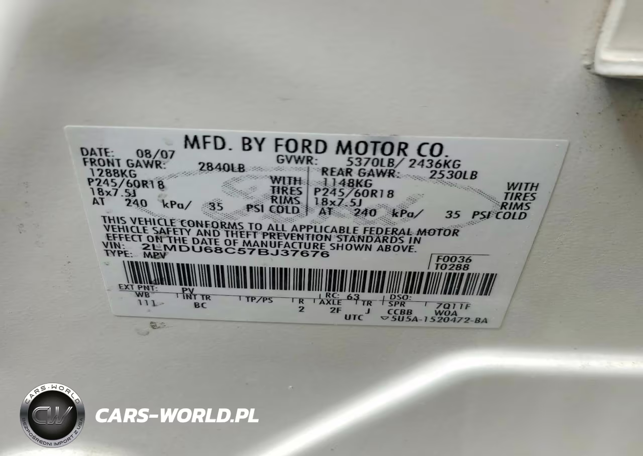2007 Lincoln Mkx VIN:2LMDU68C57BJ37676 - 14