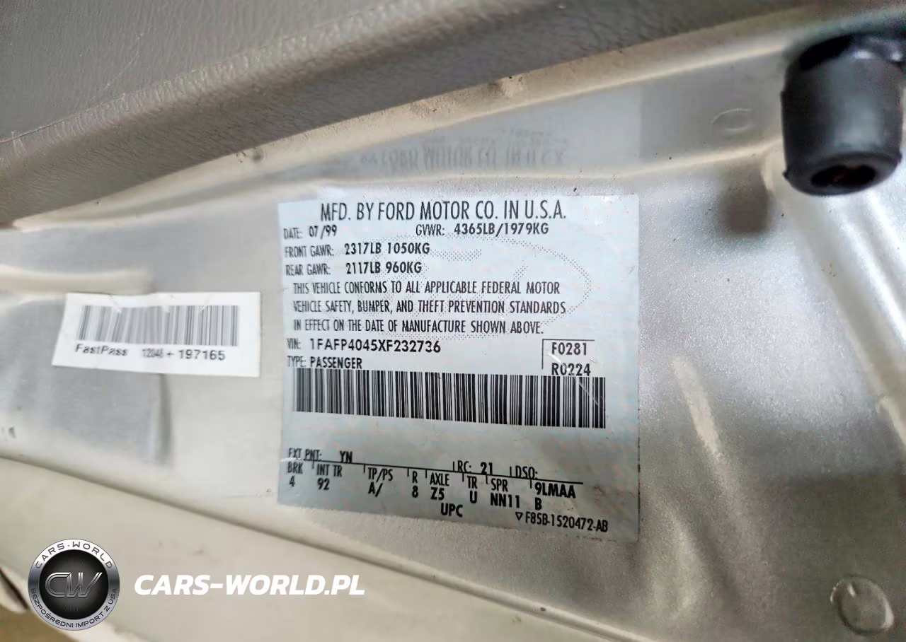 1999 Ford Mustang VIN:1FAFP4045XF232736 - 12