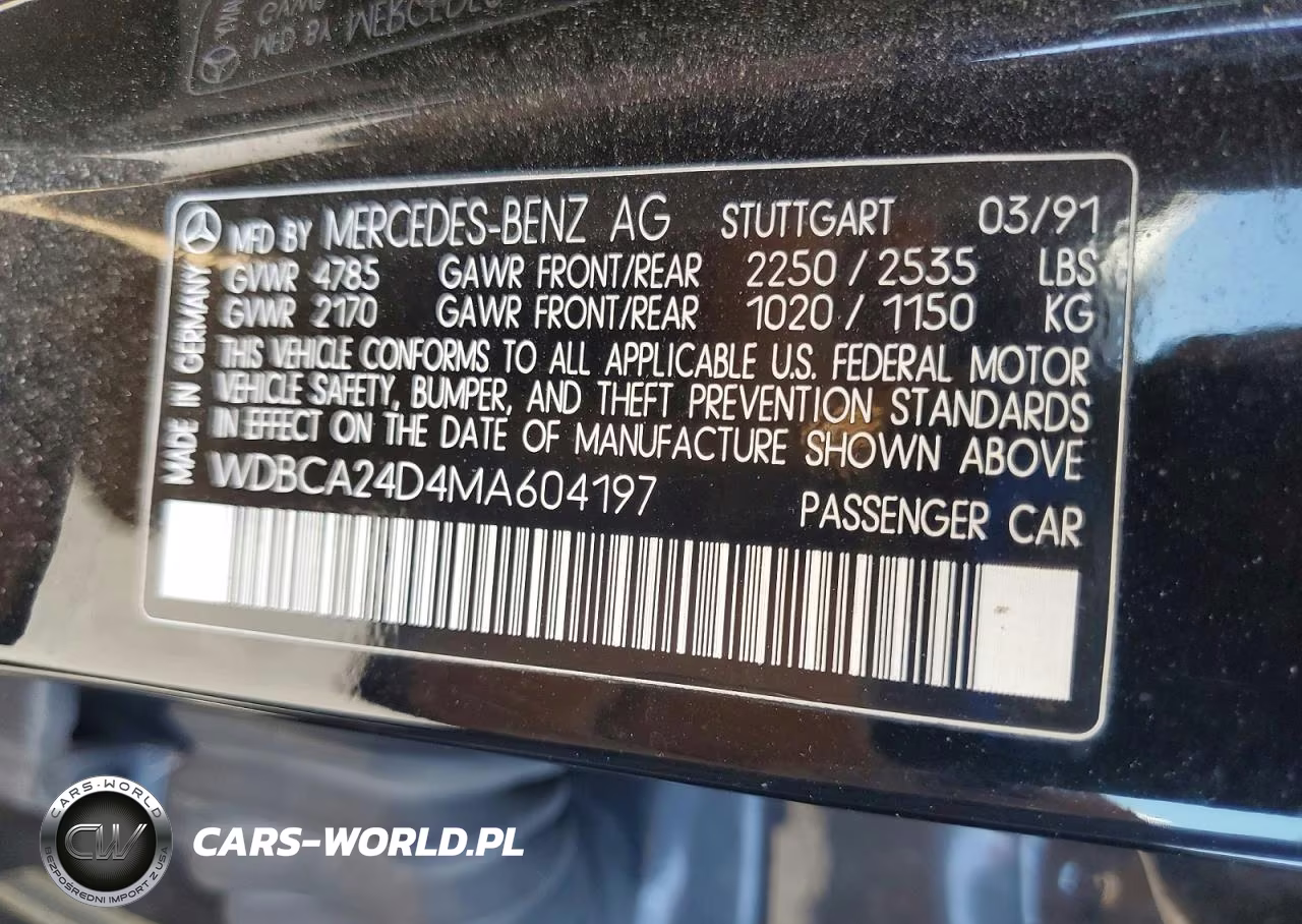 1991 Mercedes-Benz 300 Se VIN:WDBCA24D4MA604197 - 12