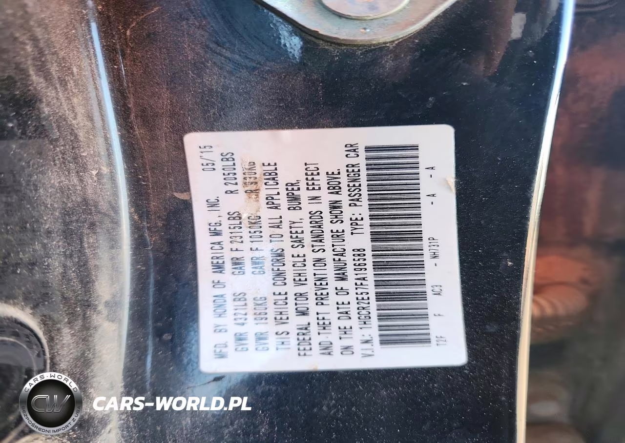 2015 Honda Accord Sport VIN:1HGCR2E57FA196588 - 12