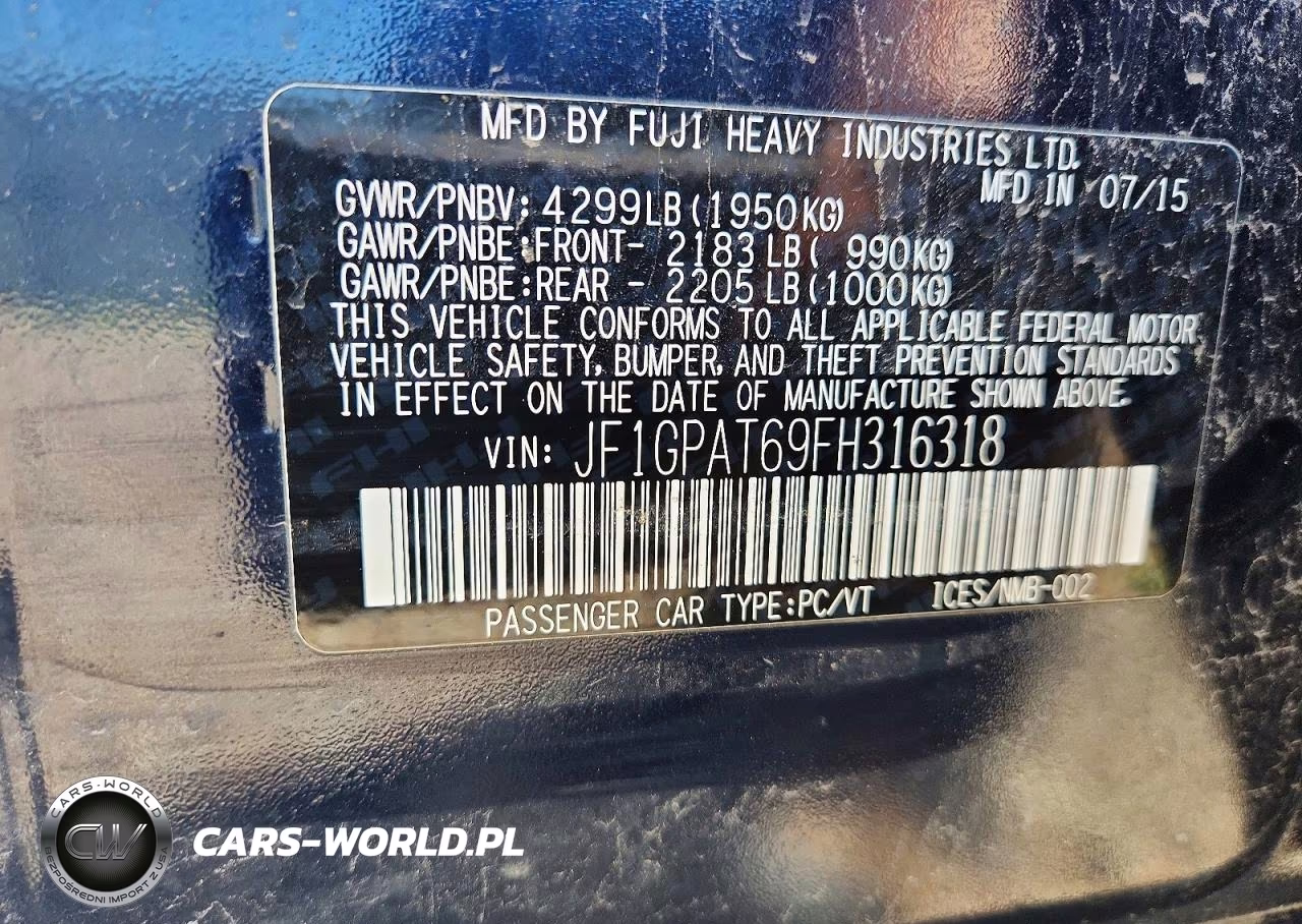 2015 Subaru Impreza Sport VIN:JF1GPAT69FH316318 - 13