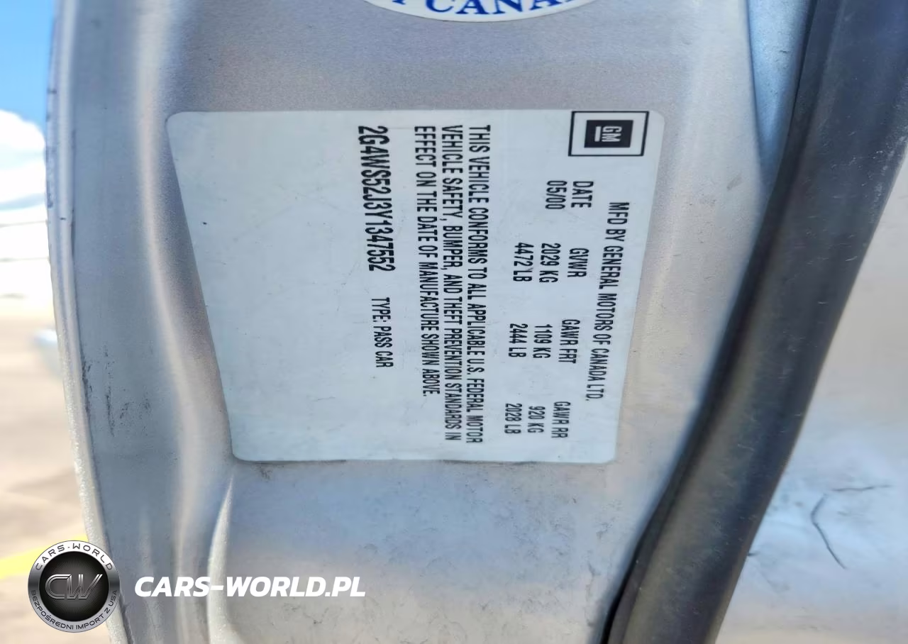 2000 Buick Century Custom VIN:2G4WS52J3Y1347552 - 12