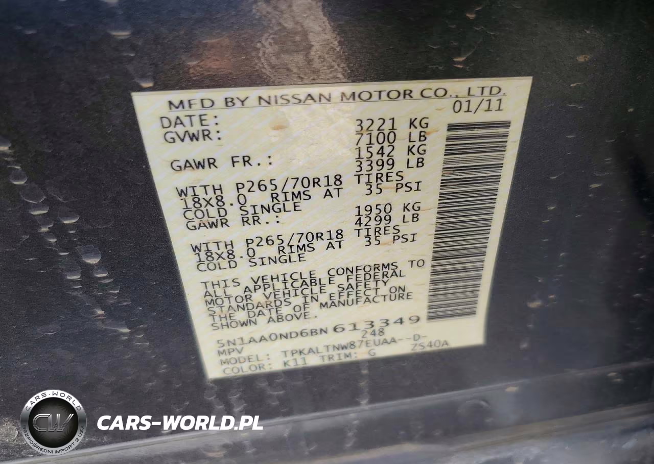 2011 Nissan Armada Sv VIN:5N1AA0ND6BN613349 - 13