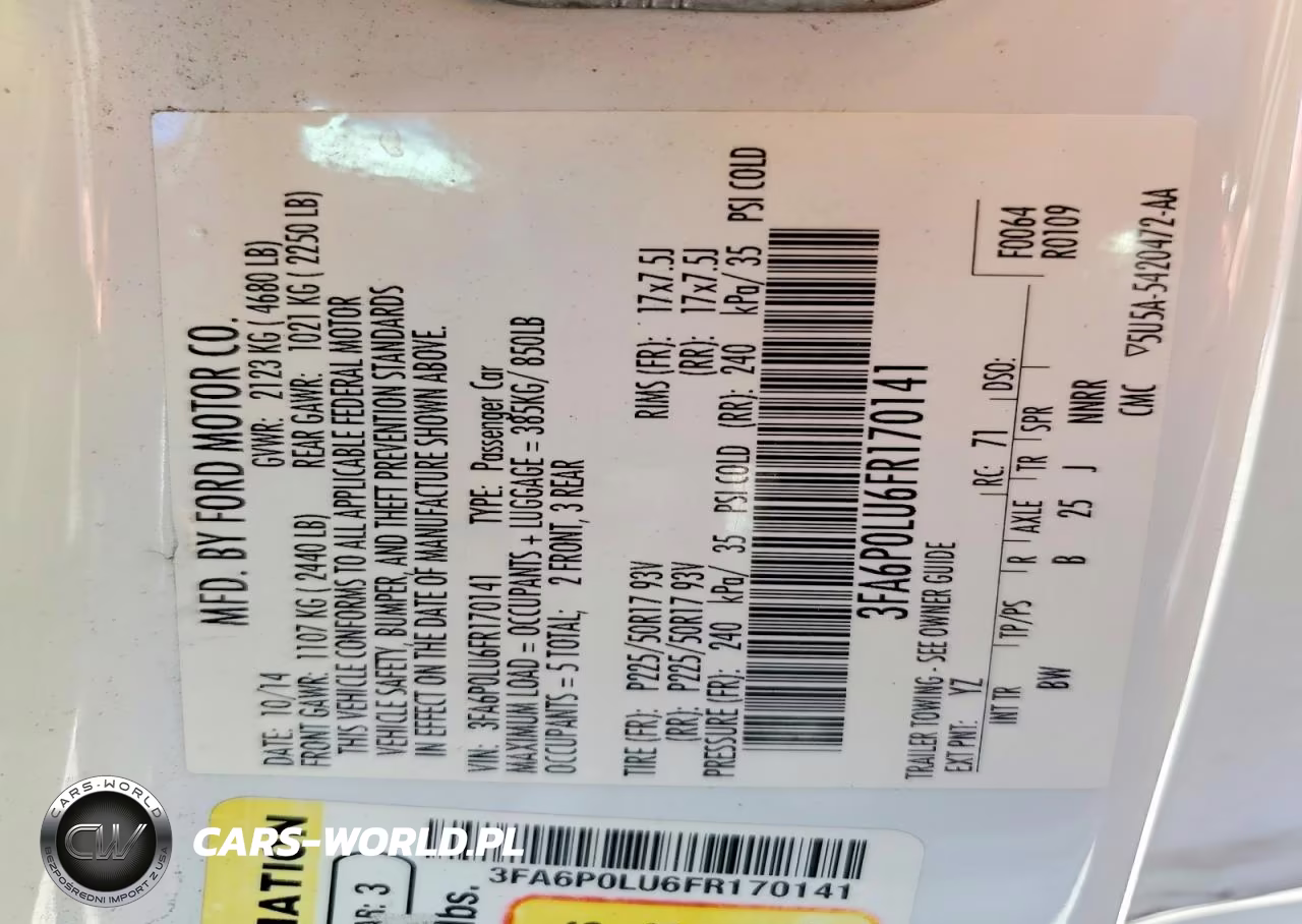 2015 Ford Fusion Se Hybrid VIN:3FA6P0LU6FR170141 - 12
