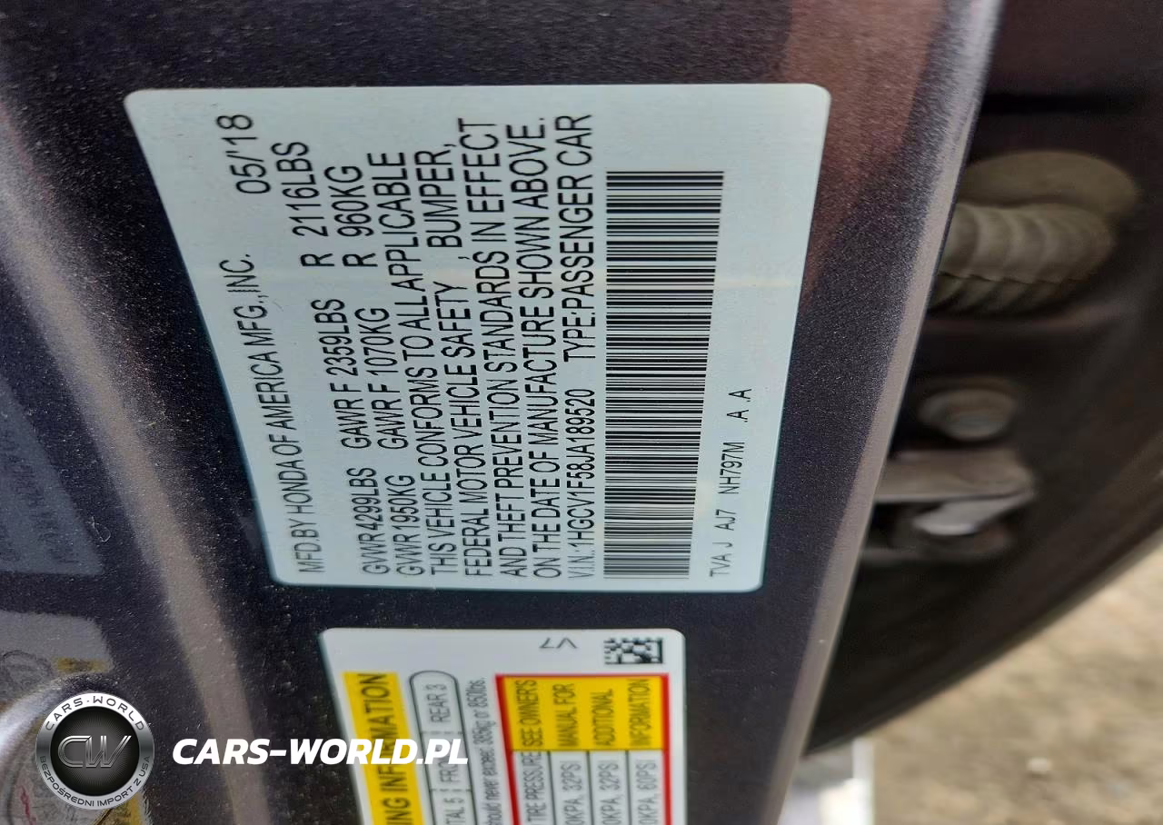 2018 Honda Accord Exl VIN:1HGCV1F58JA189520 - 13