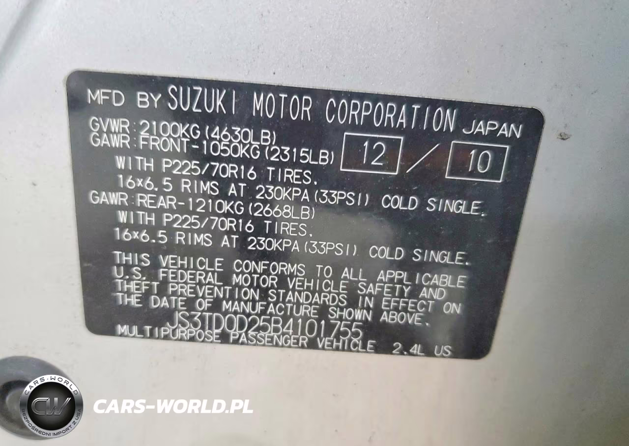 2011 Suzuki Grand Vitara Premium VIN:JS3TD0D25B4101755 - 13